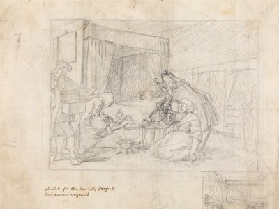 Operationsszene in einem Krankenhaus mit Nebenskizzen am unteren rechten Rand von William Hogarth
